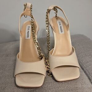 Steve Madden Nude Heels with Gold Chain